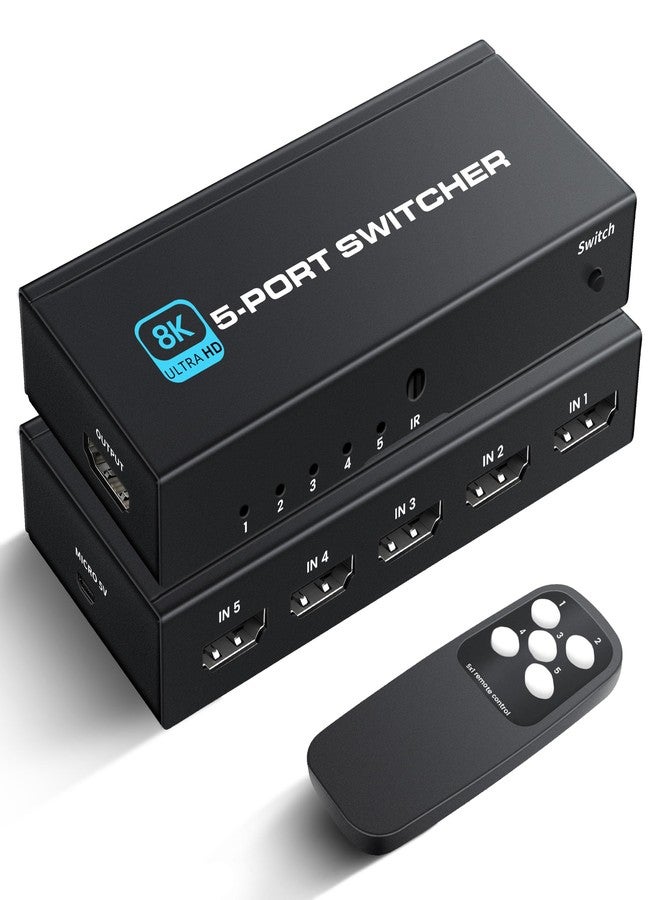 NEWCARE HDMI 2.1 Switch, 5-Port HDMI 8K Switch with Remote Supports 4K@120Hz, 8K@60Hz Auto CEC 3D HDCP2.3, Ultra HD HDMI Switcher Splitter Compatible with PS5/4/3, Xbox,roku, Fire Stick, TV,Projectors - Image 1